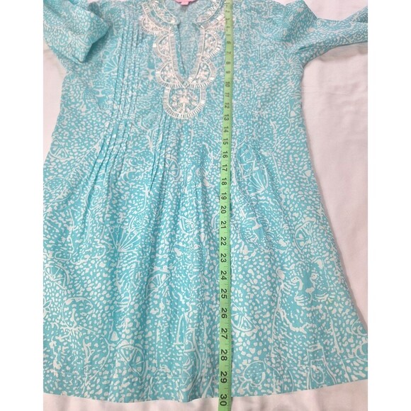 Women's Lilly Pulitzer Sarasota Tunic Aqua White Beaded Size XS - Picture 4 of 7
